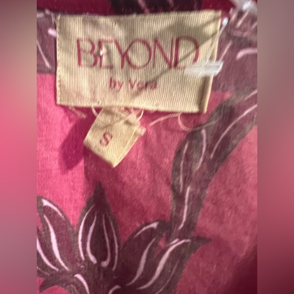 Beyond by Vera fuschia link floral waist tie small Anthropologie boho chic flaws - Picture 7 of 10